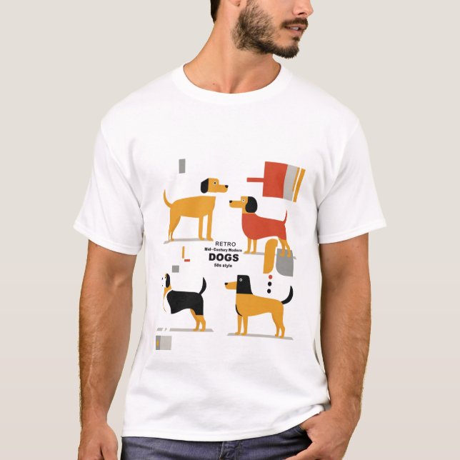 Camiseta Retro Mid-Century Modern Dogs 50s 60s  (Anverso)