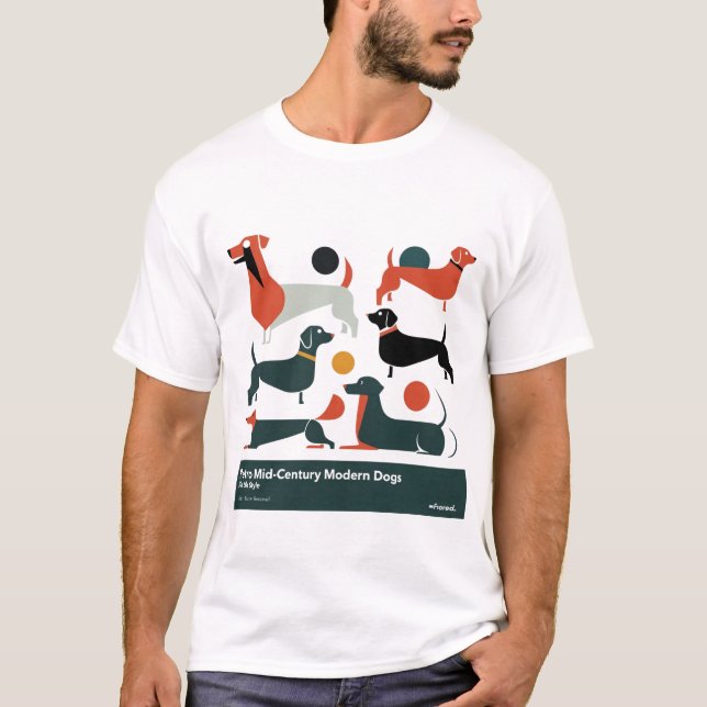 Camiseta Retro Mid-Century Modern Dogs 50s 60s Style abstra (Anverso)
