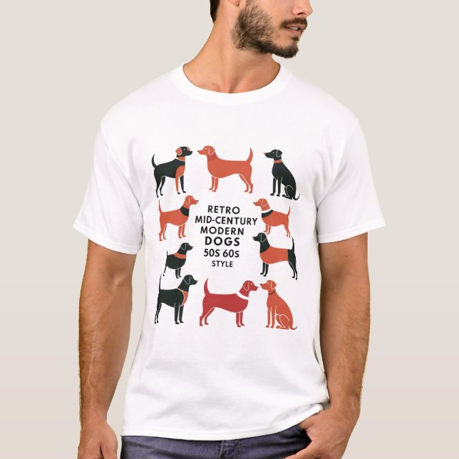 Camiseta Retro Mid-Century Modern Dogs 50s 60s Style abstra (Anverso)