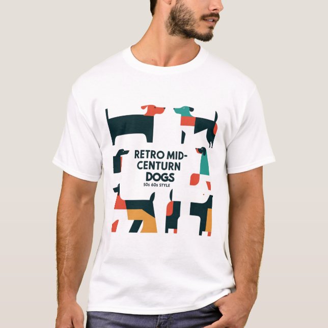 Camiseta Retro Mid-Century Modern Dogs 50s 60s Style abstra (Anverso)