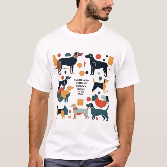 Camiseta Retro Mid-Century Modern Dogs 50s 60s Style abstra (Anverso)