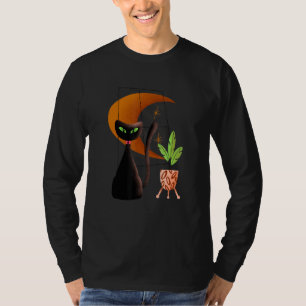 Camiseta Retro Mid Century Moderno Gato negro elegante