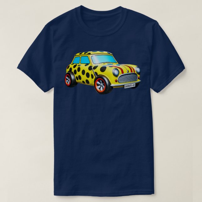 Camiseta Retro Mini Cooper Whimsical PolkaVehículo con punt (Diseño del anverso)