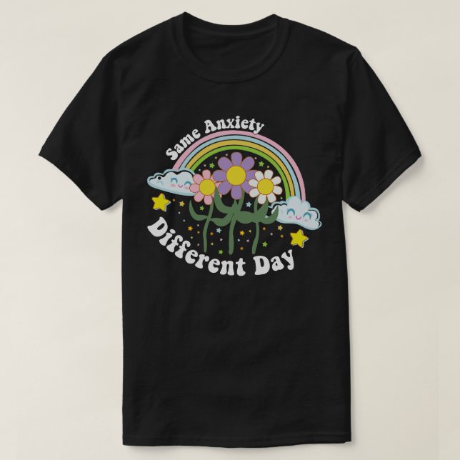 Camiseta Retro Misma Ansiedad Diferente Día Mental Arcoiris (Diseño del anverso)