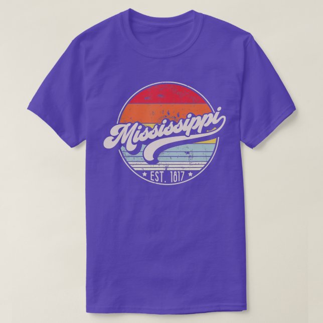 Camiseta Retro Mississippi Home State MS Cool 70s Style Sun (Diseño del anverso)