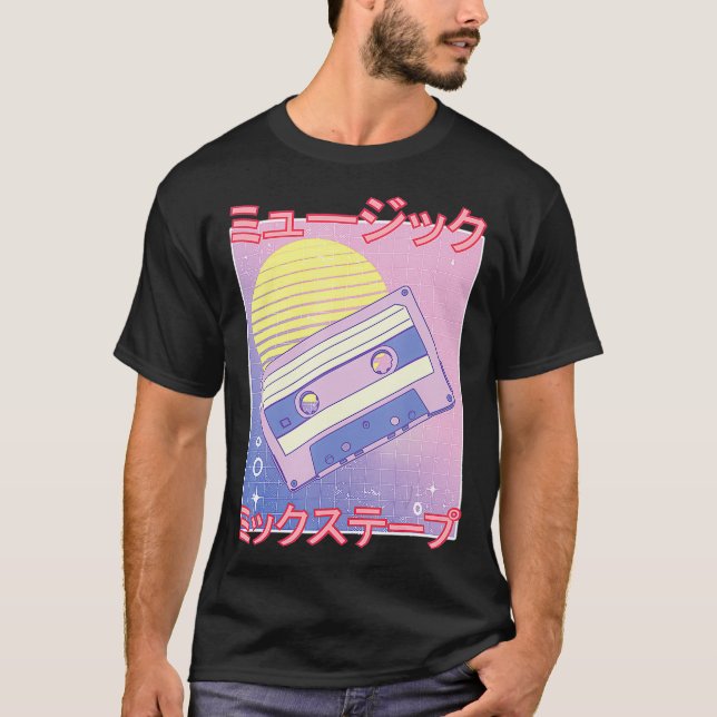Camiseta Retro mix Tape 80s Vaporwave estético japonés Ot (Anverso)