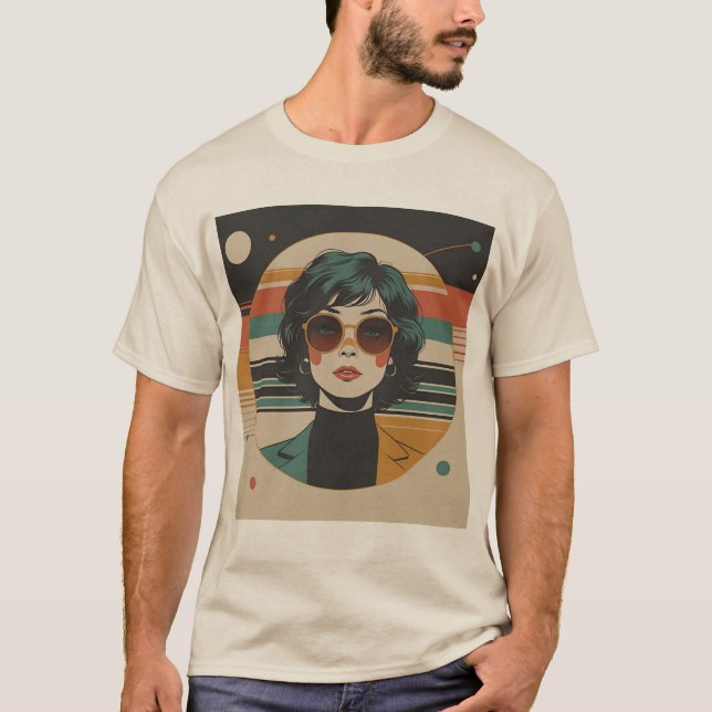 Camiseta Retro Moda Retro Retrato de gafas de sol (Anverso)