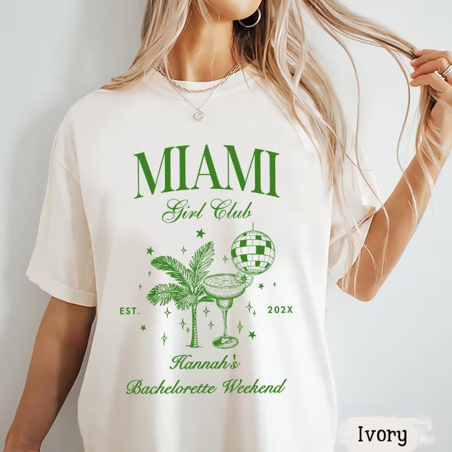 Camiseta Retro Modern Green & Yellow Miami Bach Party (Subido por el creador)