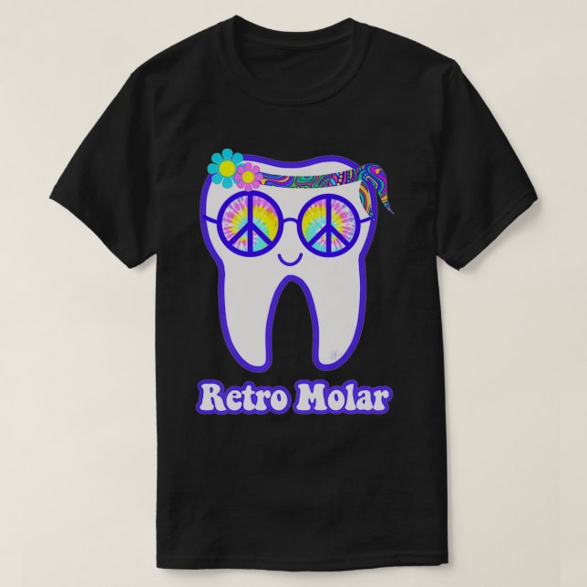 Camiseta Retro molar tooth hippie peace dental hygienist de (Diseño del anverso)
