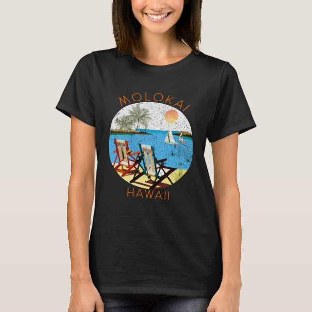 Camiseta Retro Molokai Souvenir  Vintage beach Vacation (Anverso)
