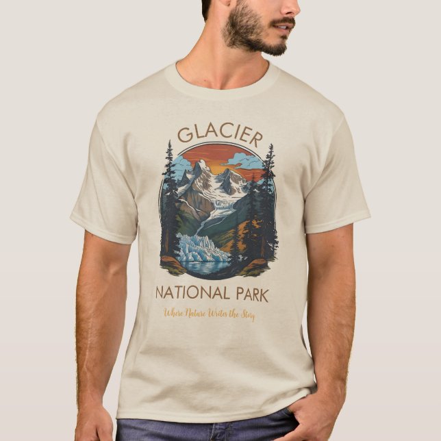 Camiseta Retro Montaña Parque Nacional Glaciar  (Anverso)