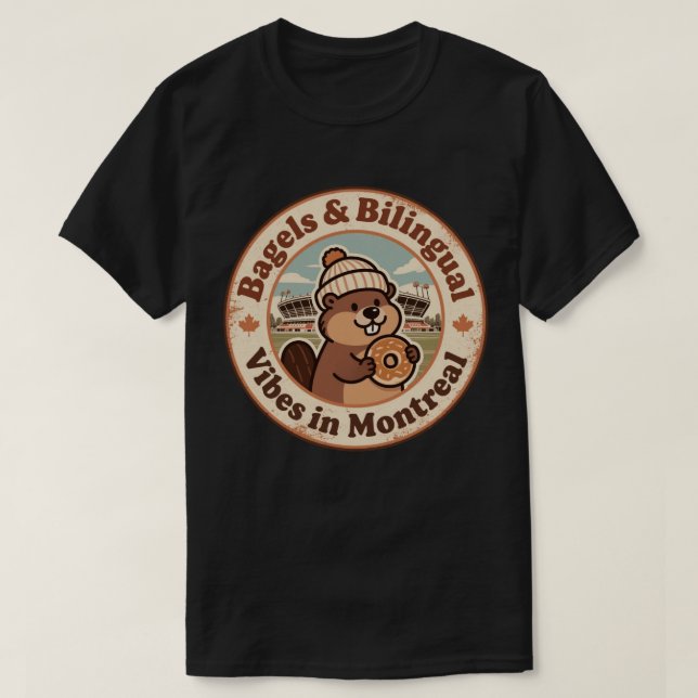 Camiseta Retro Montreal Beaver & Bagel (Diseño del anverso)