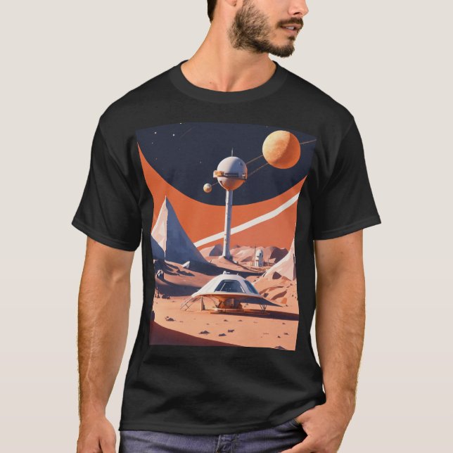 Camiseta Retro Moon Base Tees - 1950 Sci-Fi Vision en Styl (Anverso)