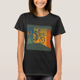 Camiseta Retro Mountain Biker Heartbeat