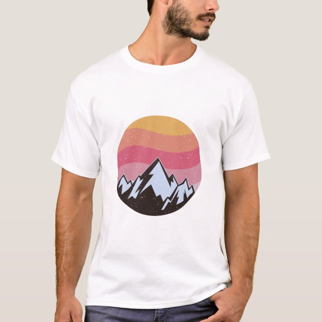 Camiseta Retro Mountain Sunset Landscape Vintage T-Shirt (Anverso)