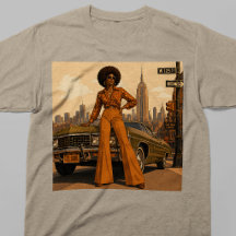 Camiseta Retro Mujer Negra Años 70 Nueva York NYC