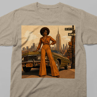 Camiseta Retro Mujer Negra Años 70 Nueva York NYC