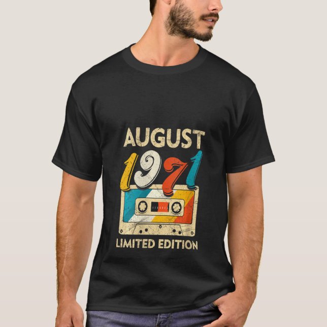 Camiseta Retro Mujeres Agosto 1971 Cinta de Cassette 50º Na (Anverso)