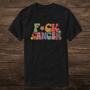 Camiseta Retro Multicolor Floral F*ck Cáncer Cita audaz