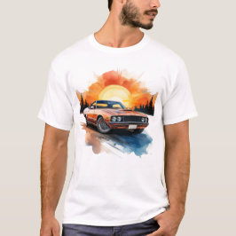 Camiseta Retro Musculum Car con Sunset - Arte de Pared Auto