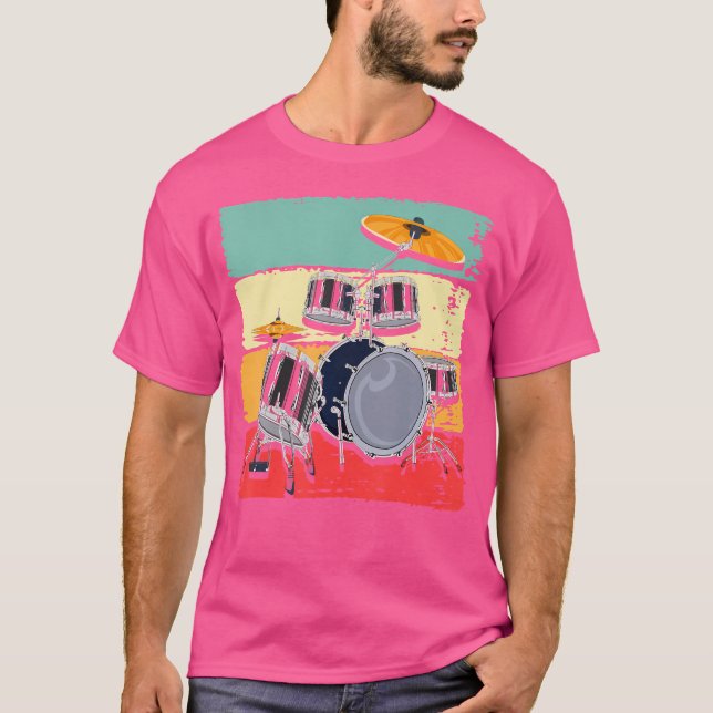 Camiseta Retro Músico Drummer Música Lover Drum Set Drum (Anverso)
