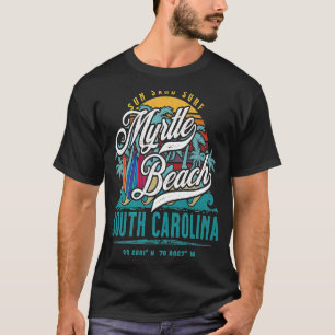 Camiseta Retro Myrtle Beach South Carolina Sun Sand Surf Be