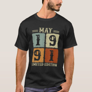 Camiseta Retro Nacido En Mayo De 1991 30º Regalos De Cumple