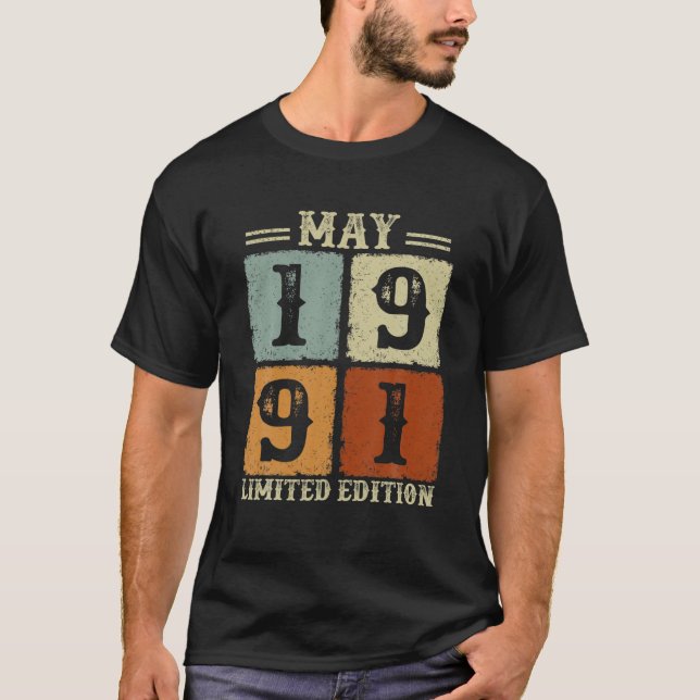 Camiseta Retro Nacido En Mayo De 1991 30º Regalos De Cumple (Anverso)
