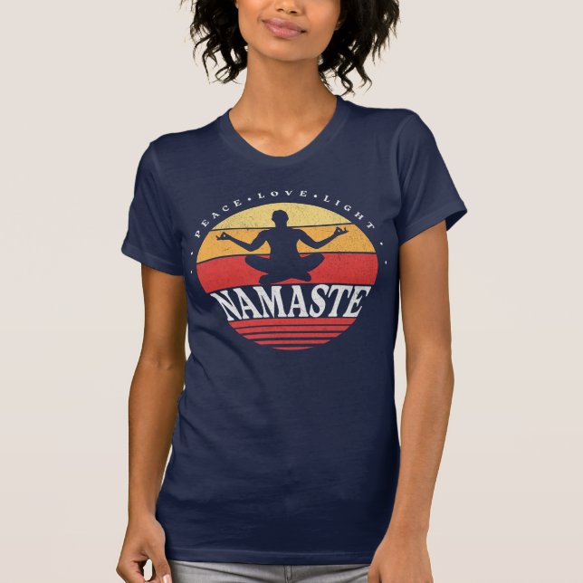 Camiseta Retro Namaste, pose de yoga (Anverso)