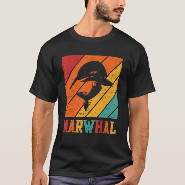 Camiseta Retro Narwhal Unicorn Sea Fish Rainbow Kids Boy Gi (Anverso)