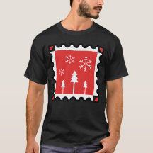 Retro Navidad Bosque Rojo Pinos de Invierno & Copo