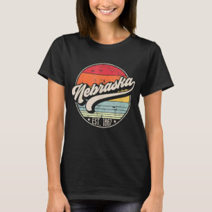 Camiseta Retro Nebraska Home State NE Guay 70s Style Sunse