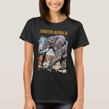 Camiseta Retro Negra de Viaje con Elefantes de Sud