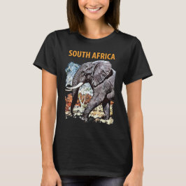 Camiseta Retro Negra de Viaje con Elefantes de Sud