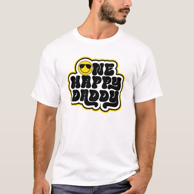 Camiseta Retro negro amarillo un papá feliz (Anverso)