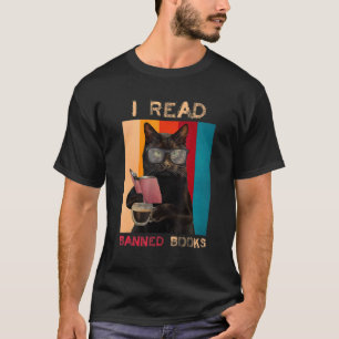 Camiseta Retro Negro Cat I Libro Rojo Prohibido
