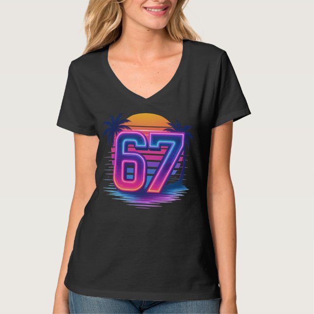 Camiseta Retro Neon 67 Estética (Anverso)