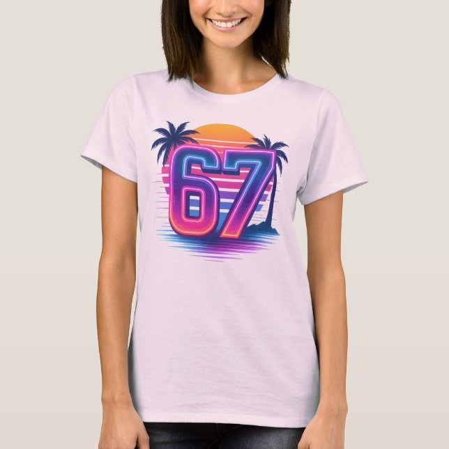 Camiseta Retro Neon 67 Estética (Anverso)