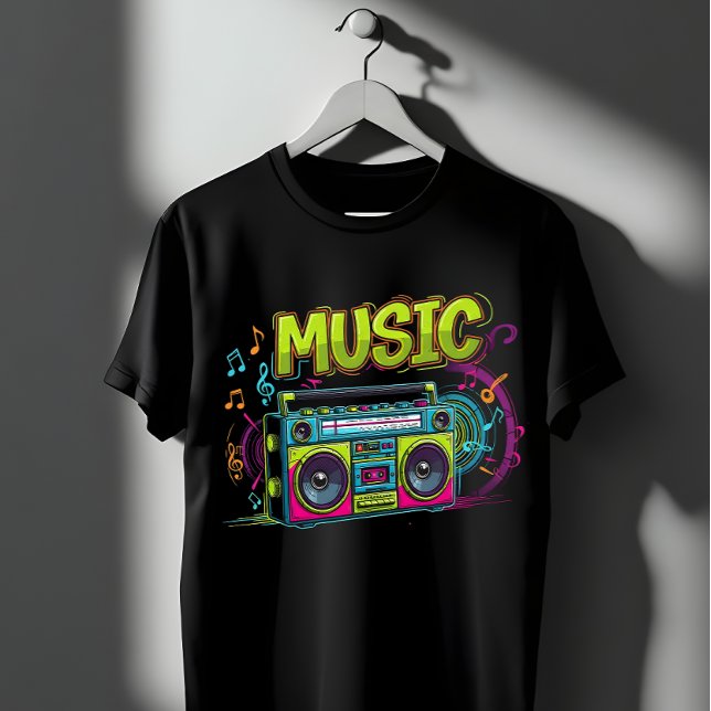 Camiseta Retro Neon Boombox Music Art - 80s 90s Graffiti (Subido por el creador)