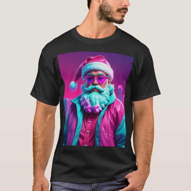 Camiseta Retro Neon Santa Claus (Anverso)