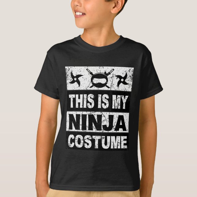 Camiseta Retro Ninja Costume Halloween Para Niños Hombres (Anverso)