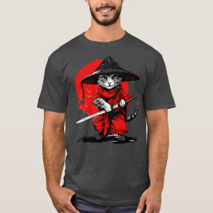 Camiseta Retro Ninja Samurai Cat Katana Cat Sword Ukiyoe Ro