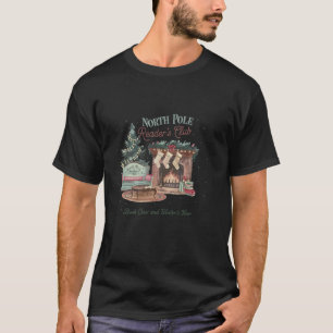 Camiseta Retro North Pole Book Club Hot Cocoa Bookworm Chri