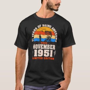Camiseta Retro Noviembre 1951 Pescador de 71 años 71ª Bir
