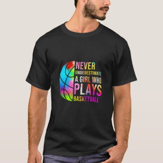 Camiseta Retro Nunca Subestima A Un Chica Que Juega El Bask