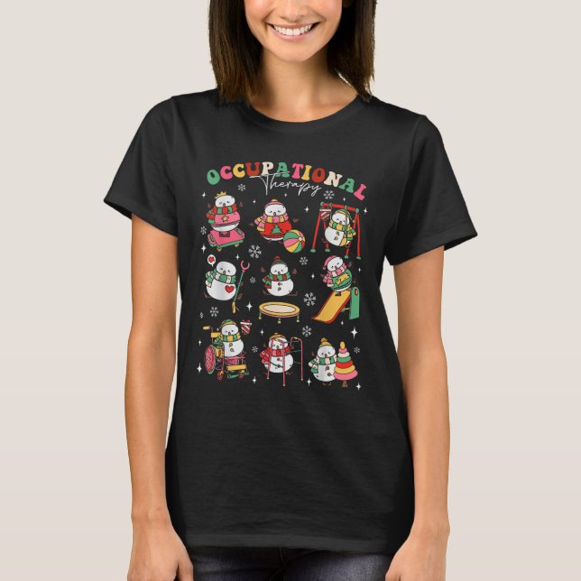 Camiseta Retro Occupational Therapy Christmas Snowman Ot Ot (Anverso)
