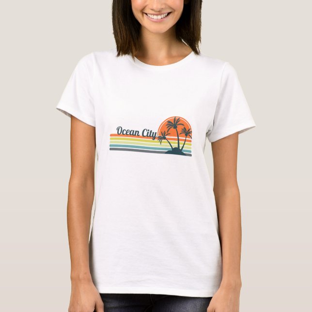 Camiseta Retro Ocean City Sunset (Anverso)