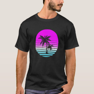 Camiseta Retro Ochenta 80s Vaporwave Atardecer Palmeras Bea