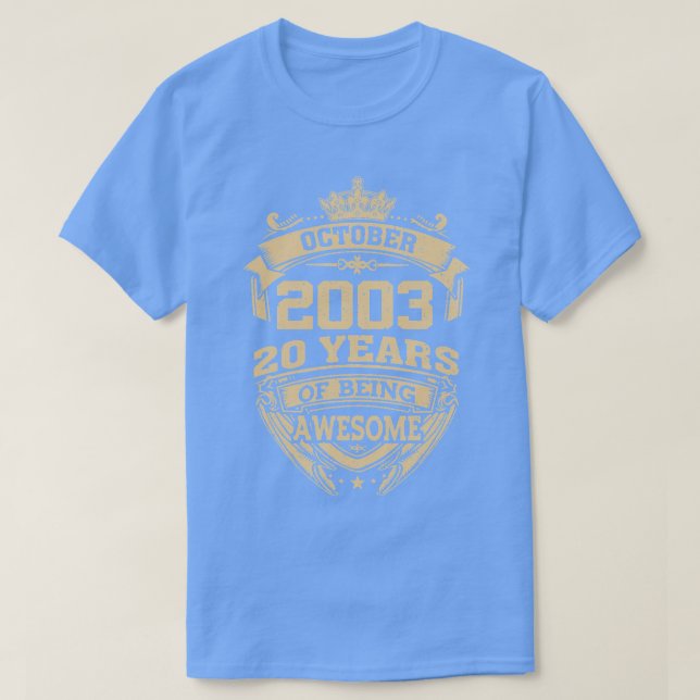 Camiseta Retro Octubre 2003 20 Años De Ser Increíble 20 (Diseño del anverso)