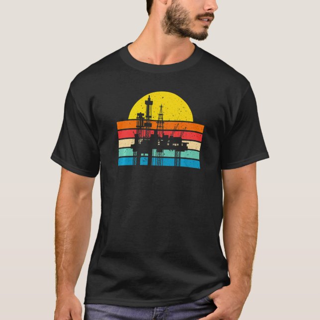 Camiseta Retro Oil Well Pumpjack Oilfield Worker Oil Rig Oi (Anverso)
